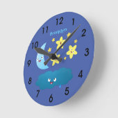 Cute singing stars, moon and cloud cartoon round c ronde klok (Hoek)