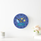 Cute singing stars, moon and cloud cartoon round c ronde klok (Huis)