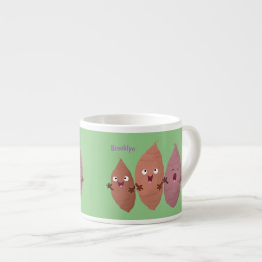 Cute singing sweet potatoes cartoon vegetables  espresso kop (Voorkant rechts)