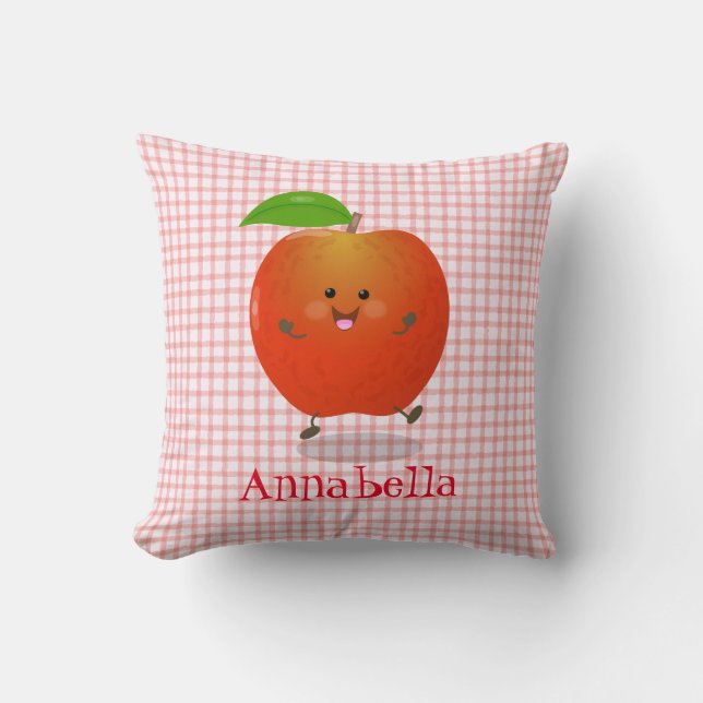 Cute single apple kawaii cartoon illustration kussen (Voorkant)