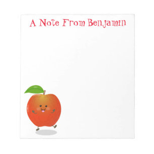 Cute single apple kawaii cartoon illustration notitieblok