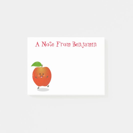 Cute single apple kawaii cartoon illustration post-it® notes (Voorkant)