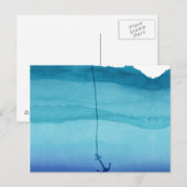 Cute Sinking Anchor in Zee Blue Waterverf Briefkaart (Voorkant / Achterkant)