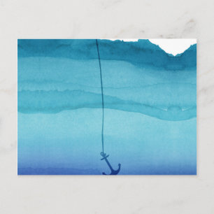 Cute Sinking Anchor in Zee Blue Waterverf Briefkaart