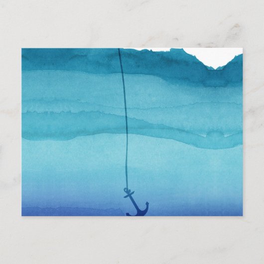 Cute Sinking Anchor in Zee Blue Waterverf Briefkaart (Voorkant)