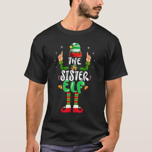Cute Sister Elf Matching Family Group Christmas Pa T-shirt (Voorkant)