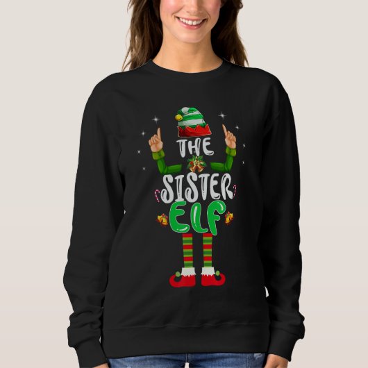 Cute Sister Elf Matching Family Group Christmas Pa Trui (Voorkant)