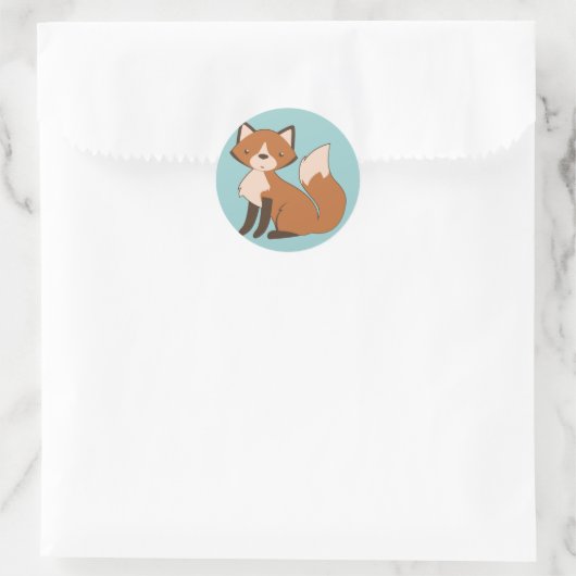 Cute Sitting Fox Ronde Sticker (Tas)