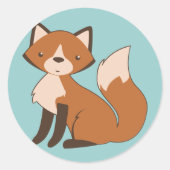 Cute Sitting Fox Ronde Sticker (Voorkant)