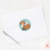 Cute Sitting Fox Ronde Sticker (Envelop)