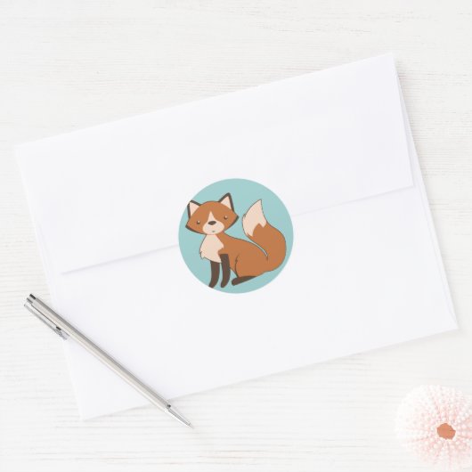 Cute Sitting Fox Ronde Sticker (Envelop)