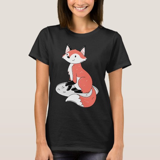 Cute Sitting Fox T-shirt (Voorkant)