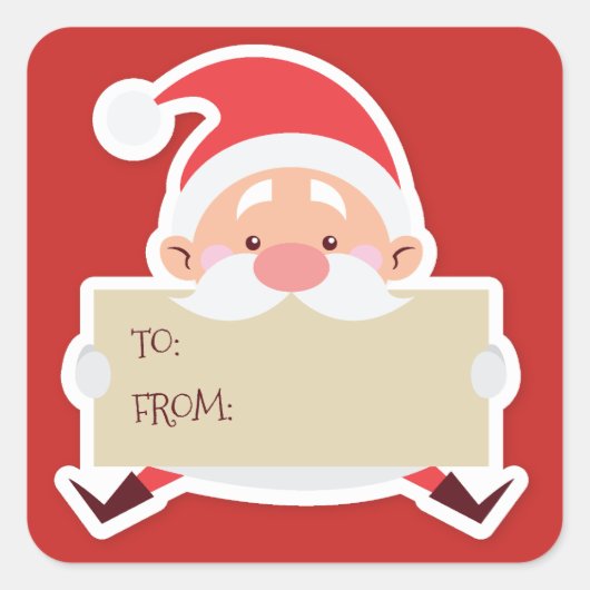 Cute Sitting Santa Kerstmis Gift Sticker (Voorkant)