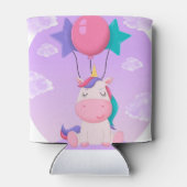 Cute Sitting Unicorn and Balloons Lilac Blikjeskoeler (Achterkant)