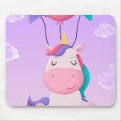 Cute Sitting Unicorn and Balloons Lilac Muismat (Voorkant)
