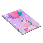 Cute Sitting Unicorn and Balloons Lilac Notitieboek (Rechterzijde)