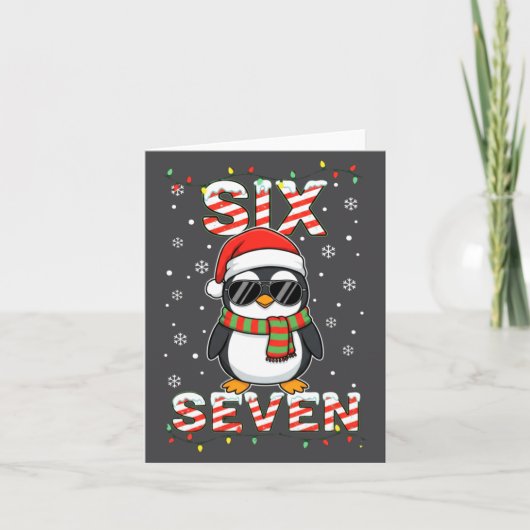 Cute Six Seven 67 Penguin Kids Christmas Holiday L Kaart (Voorkant)