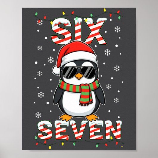 Cute Six Seven 67 Penguin Kids Christmas Holiday L Poster (Voorkant)