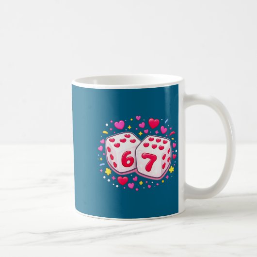 Cute Six Seven 6 7 Dice Valentines Day Shirt Funny Koffiemok (Rechts)