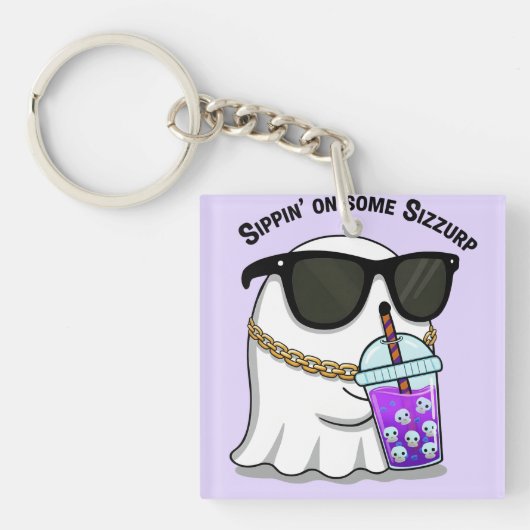 Cute Sizzurp Ghost Keychain – Funny Kawaii Ghost C (Voorkant)