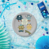 Cute Skateboard Monsters Personalized Birthday Papieren Bordje (Feest)