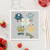 Cute Skateboard Monsters Personalized Birthday Servet (Insitu)