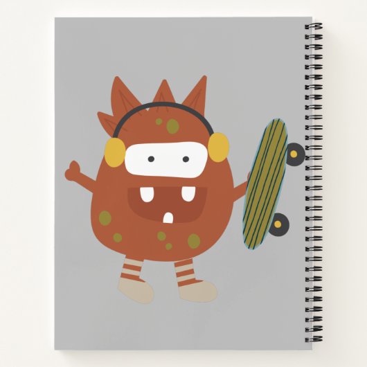 Cute Skateboard Monsters Personeelsverhaal Notitieboek (Achterkant)