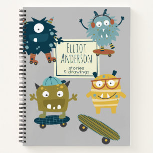 Cute Skateboard Monsters Personeelsverhaal Notitieboek