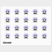 Cute Skateboarder Penguin Skateboarding Fun Ronde Sticker (Vel)