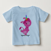 Cute Skateboarding Cartoon Unicorn Baby T-Shirt (Voorkant)