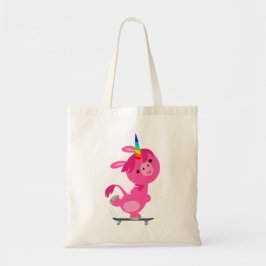 Cute Skateboarding Cartoon Unicorn Tote Bag