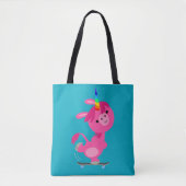 Cute Skateboarding Cartoon Unicorn Tote Bag (Voorkant)