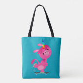 Cute Skateboarding Cartoon Unicorn Tote Bag (Achterkant)