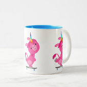Cute Skateboarding Cartoon Unicorn Tweekleurige Koffiemok (Voorkant rechts)