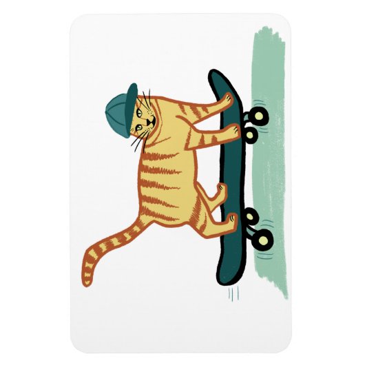 Cute Skateboarding Kitty Cat Magneet (Verticaal)