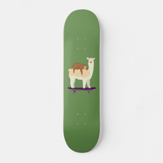 Cute Skateboarding Llama met Slapende Sloth Cft Persoonlijk Skateboard (Voorkant)