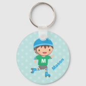 Cute Skater Boy Roller Skating Sleutelhanger (Voorkant)