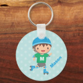 Cute Skater Boy Roller Skating Sleutelhanger (Voorkant)
