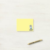 Cute Skater Cat op Yellow Post-it Notes (Op bureau)