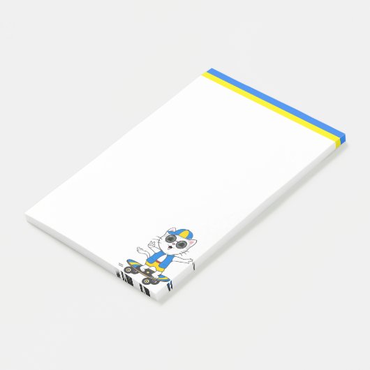 Cute Skater Cat Post-it Notes (Schuin)