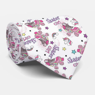 Cute Skater Girl Eenhoorn Roller Skate Patroon Stropdas