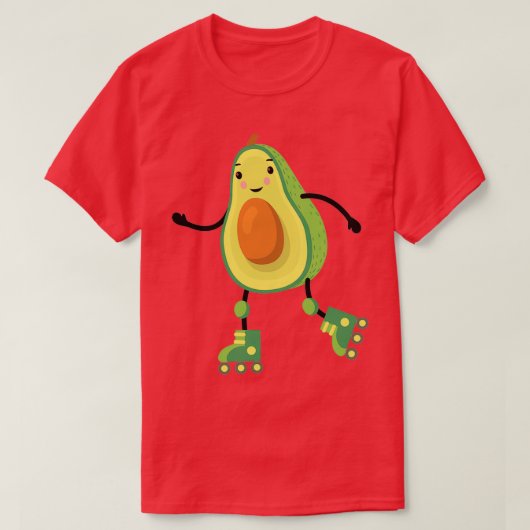 Cute Skating Avocado Rollerskates Guac Guacamole T-shirt (Design voorkant)