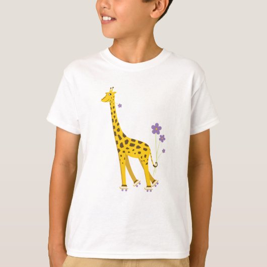 Cute Skating Giraffe Kinder T-shirt (Voorkant)
