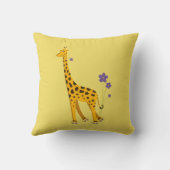 Cute Skating Giraffe met bloemen geel Kind Kussen (Achterkant)