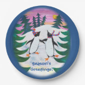 Cute Skating Penguins Snow-scene Paper Bord (Voorkant)