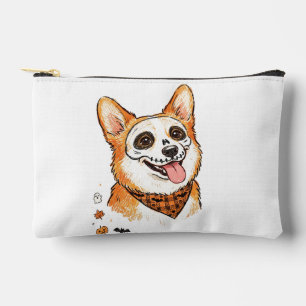 Cute skelet gezichtsbeschildering Corgi Halloween Etui