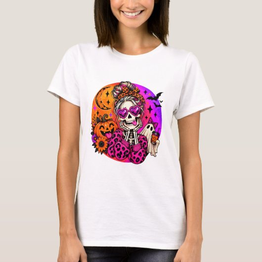 Cute Skelet Halloween T-Shirt (Voorkant)