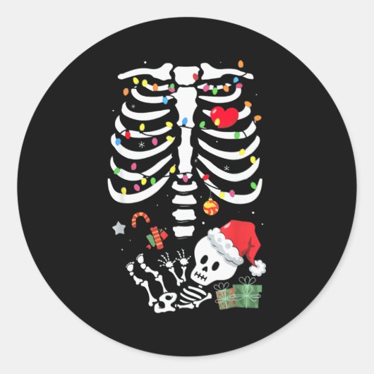 Cute Skeleton Baby Xmas Maternity Mom Pregnancy Ch Ronde Sticker (Voorkant)