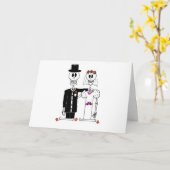 Cute Skeleton Bride en Groom in Weddenfoto Kaart (Gele Bloem)
