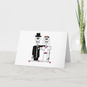 Cute Skeleton Bride en Groom in Weddenfoto Kaart